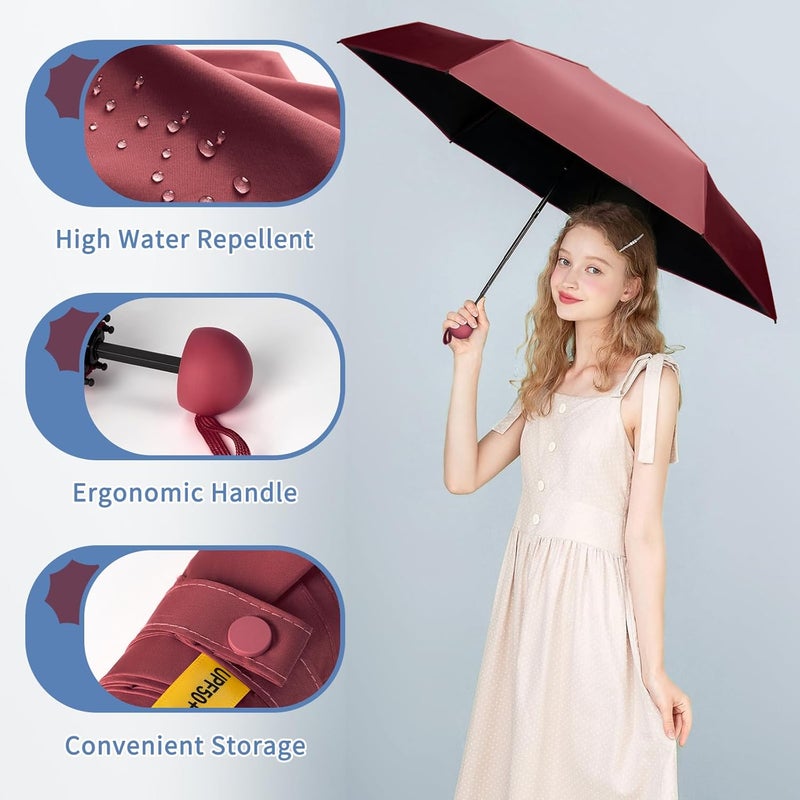 Yoobure Travel Umbrella Portable Compact Umbrellas, Pocket Mini for Purse, Umbrellas for UV Sun & Rain Small for Backpack, Umbrella with Case Folding for Kids Women - Image 3